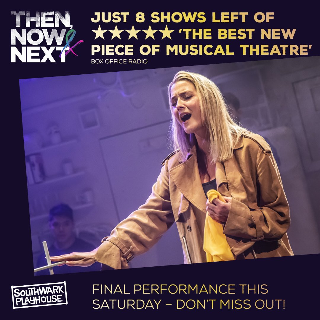 Then, Now & Next musical (@tnnmusical) on Twitter photo How is it the final week already? Just 8 shows left to see our beautiful new show <a href="/swkplay/">Southwark Playhouse</a> Support new writing while you can especially when <a href="/FringeReview/">FringeReview</a> said it’s the ‘must-see musical of the Summer!’
🎟️ bit.ly/41JLMqA How is it the final week already? Just 8 shows left to see our beautiful new show <a href="/swkplay/">Southwark Playhouse</a> Support new writing while you can especially when <a href="/FringeReview/">FringeReview</a> said it’s the ‘must-see musical of the Summer!’
🎟️ bit.ly/41JLMqA