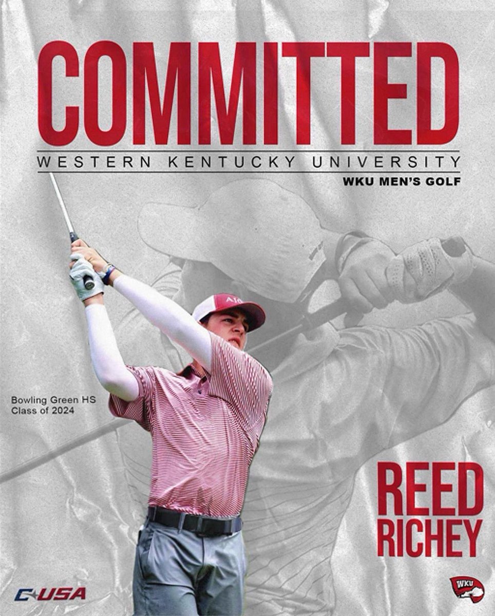 ReedRichey1's tweet image. I am honored and blessed to announce my commitment to play golf at Western Kentucky University. Joining the Hilltoppers is a dream come true, and I am filled with gratitude towards all those who have supported me on this journey. GO TOPS!!! #tgbtg #GoTops