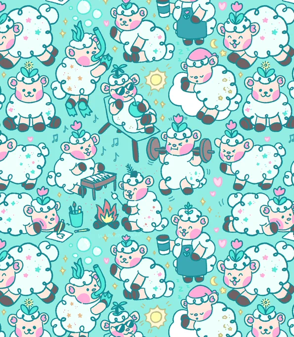 quick little silly sprouts repeating pattern af attack I did yesterday for  :3c