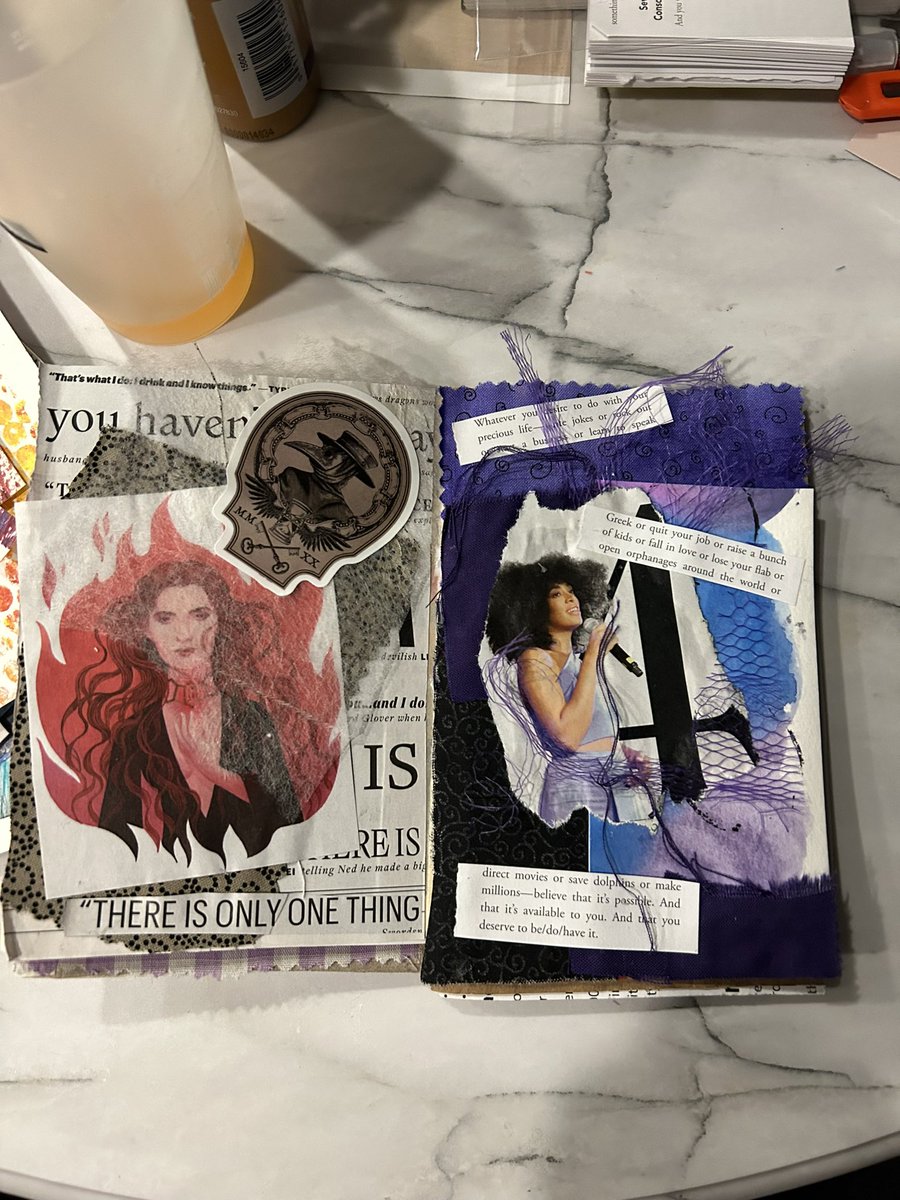 Finally back in our home (RV) and able to get back to creating in my #junkjournal #mixedmedia! Will be working with prompts this week. Experimenting with this is SO healing and relaxing! Imagine if we did this with our #Students! #BacktoSchool2023