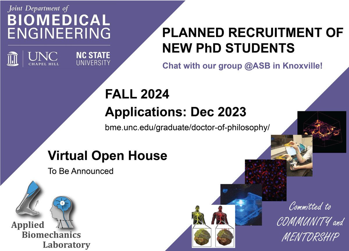 Jason Franz (@franzbiomech) on Twitter photo If you're looking to start your PhD in #BME / #Biomechanics / #Rehab, then let me get this on your radar early. Check us out (abl.bme.unc.edu)! Chat with our group <a href="/AmSocBiomech/">American Society of Biomechanics</a> and be on the lookout for a virtual open house with our team announced early this fall. If you're looking to start your PhD in #BME / #Biomechanics / #Rehab, then let me get this on your radar early. Check us out (abl.bme.unc.edu)! Chat with our group <a href="/AmSocBiomech/">American Society of Biomechanics</a> and be on the lookout for a virtual open house with our team announced early this fall.