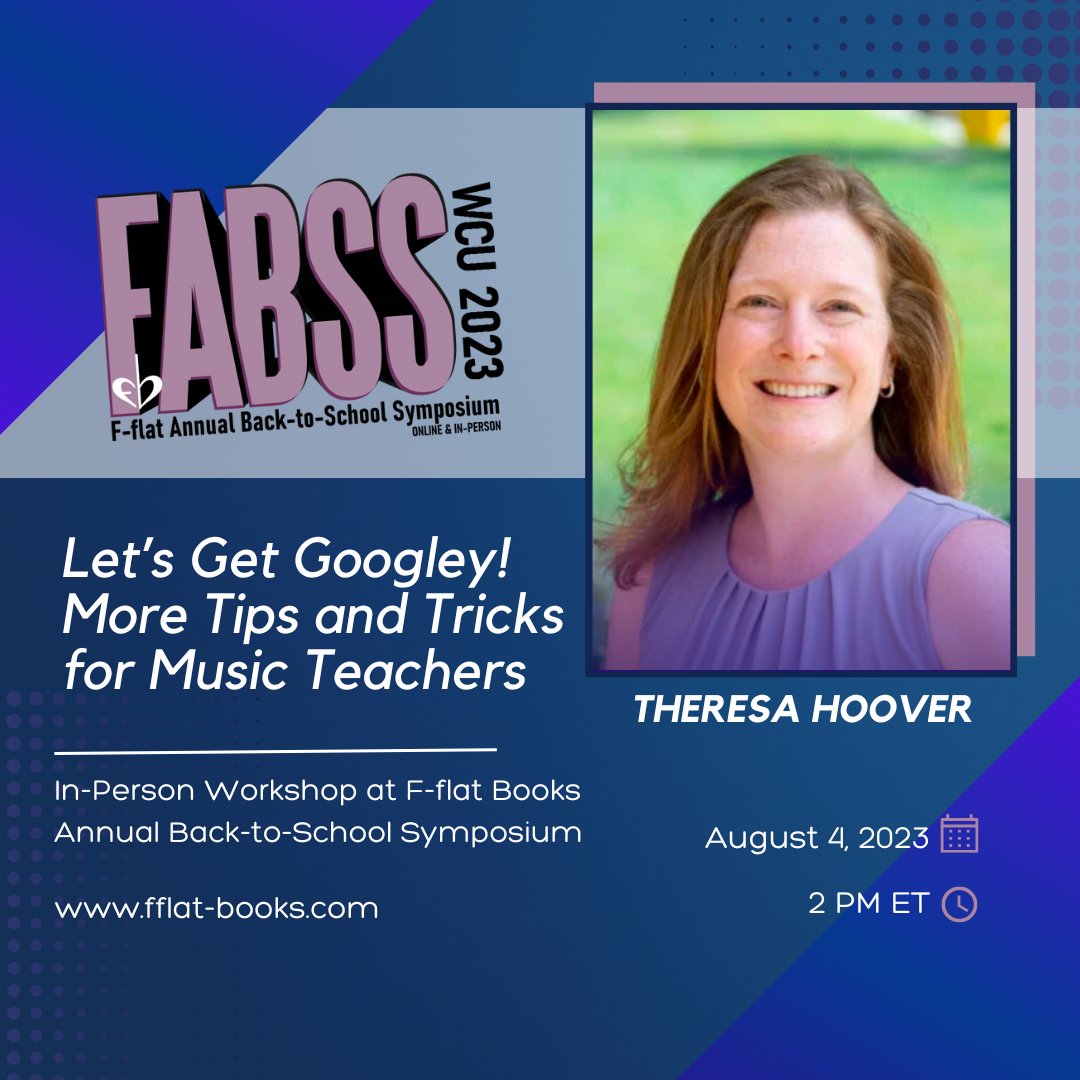Have you registered for FABSS yet? This amazing event is next week!! 3 days of presentation for #musieducators, available in-person or online! I'm presenting all about #GoogleEdu for music teachers. You don't want to miss it! fflat-books.com/fabss-2023/ #musiceducation #musiced