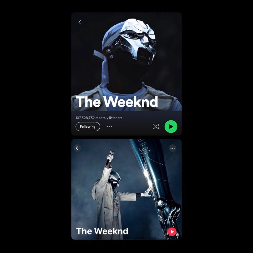 NewsWeeknd's tweet image. The Weeknd has changed his profile picture on Spotify &amp;amp; Apple Music.

Tour era. 🏟🤖