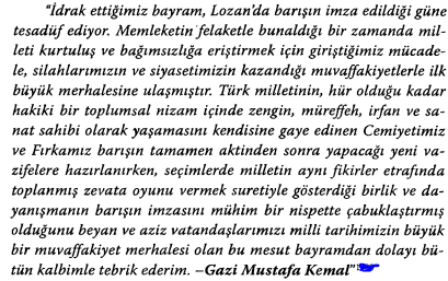hakikatitarih's tweet photo. 24 Temmuz 1923 Salı. Mustafa Kemal Paşa yayınlandığı beyannamede Lozan Barış Antlaşmasını kutladı https://t.co/sUHPKFK3mh