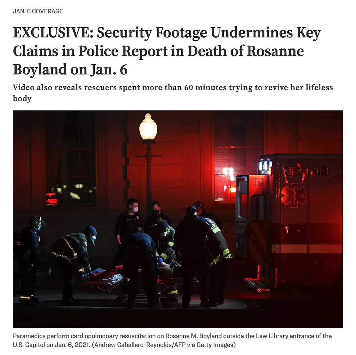 Video investigation provides a new look at the tragic death of #RosanneBoyland on #Jan6. theepochtimes.com/us/exclusive-s…