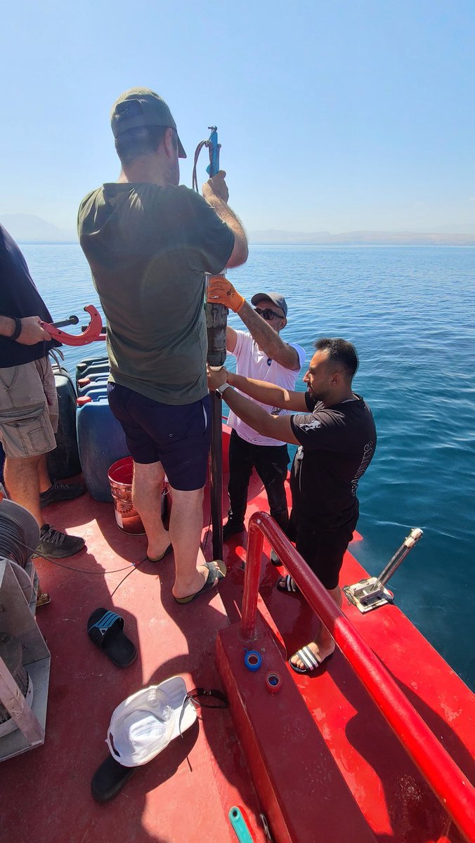 Deniz__cukur's tweet photo. As always, Lake Van, the largest soda Lake in the world, welcomed us with lovely data collection! We acquired over 600 km of  chirp sesimic profiles and  collected six piston cores targeting the youngest subaqueous failures. Pretty excited to see the results! https://t.co/jUNh9XLgTs