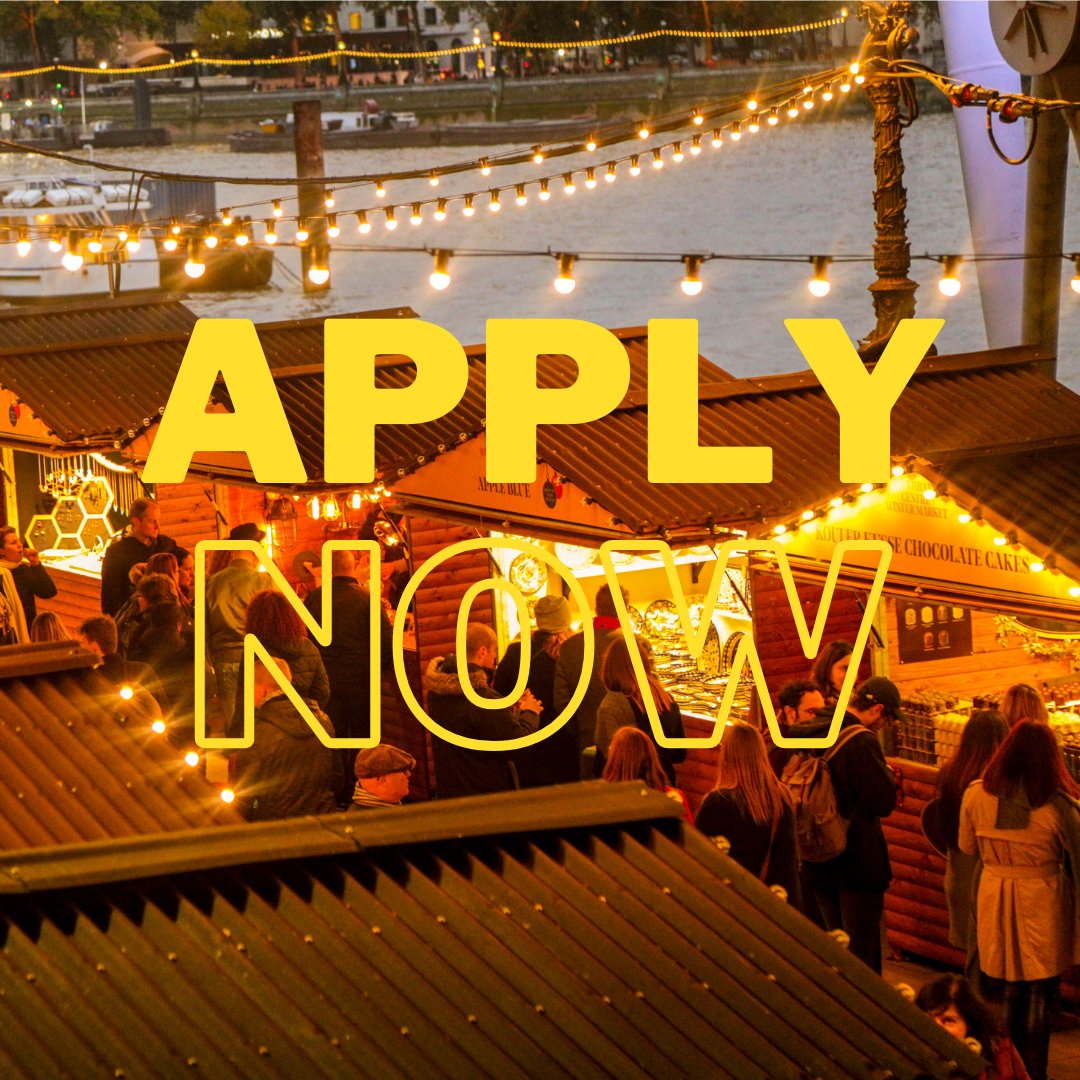 Calling all food, drink and craft traders!✨🍾🌯

We’re searching for small businesses to trade at our Winter Market, from November - December in festive chalet-like huts with a riverside view.

Applications close Friday 18 August 🗓️
Apply here: bit.ly/44SxKEi