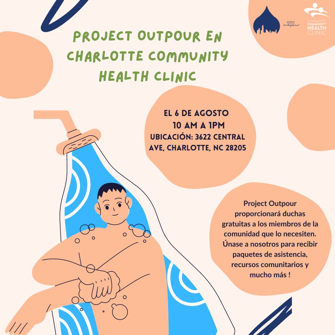 Project Outpour will be providing free showers for community members in need. Please join us for care packages, community resources, and more!