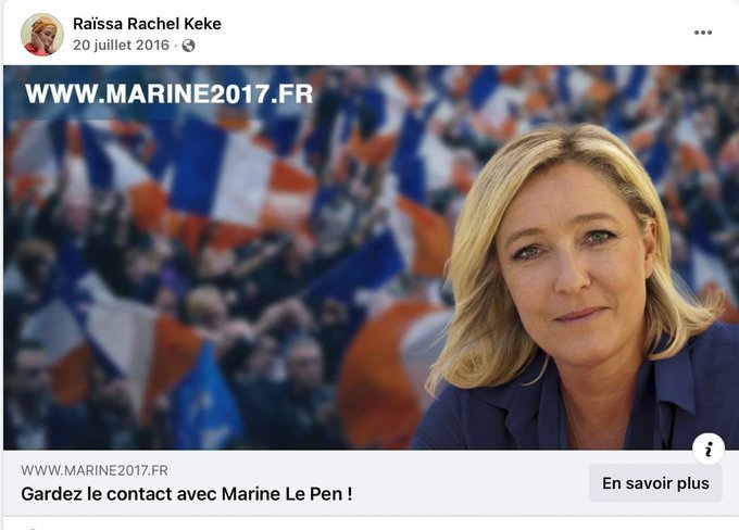 egsparis's tweet photo. @MICHEL_WOOD_BE C'est une photo importante: elle illustre et permet de comprendre pourquoi Rachel Keke soutenait aussi Bachar El Assad (et @MLP_officiel - en 2017. https://t.co/7sbPWvvAjW