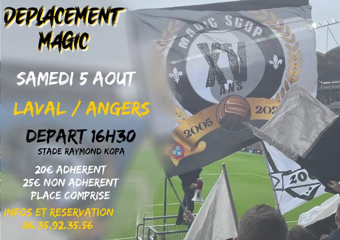 🚍 DÉPLACEMENT MAGIC 🚍 🕟Départ 16h30 du stade Raymond Kopa 💵 20€ adhérent 25€ non adhérent ☎️ Inscription par SMS au 0635923556.