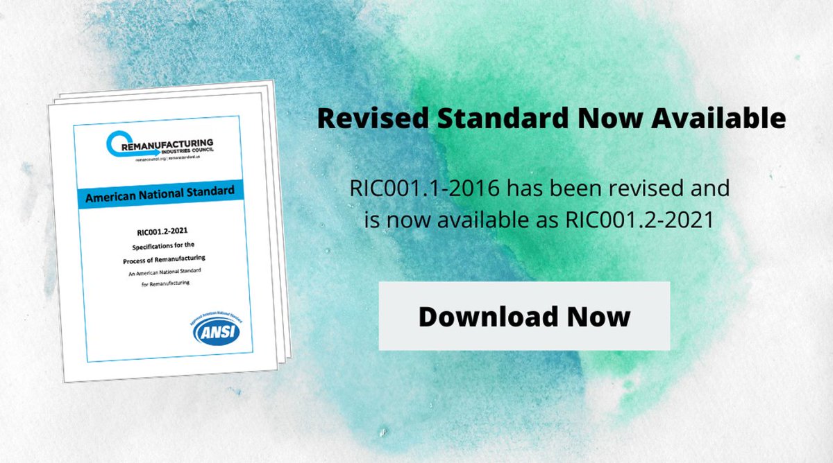 The ANSI RIC001.2-2021: Specifications For The Process Of Remanufacturing defines and benchmarks the process of #remanufacturing, and establishes specifications that characterize the #reman process and differentiate remanufacturing from other practices. remanstandard.us