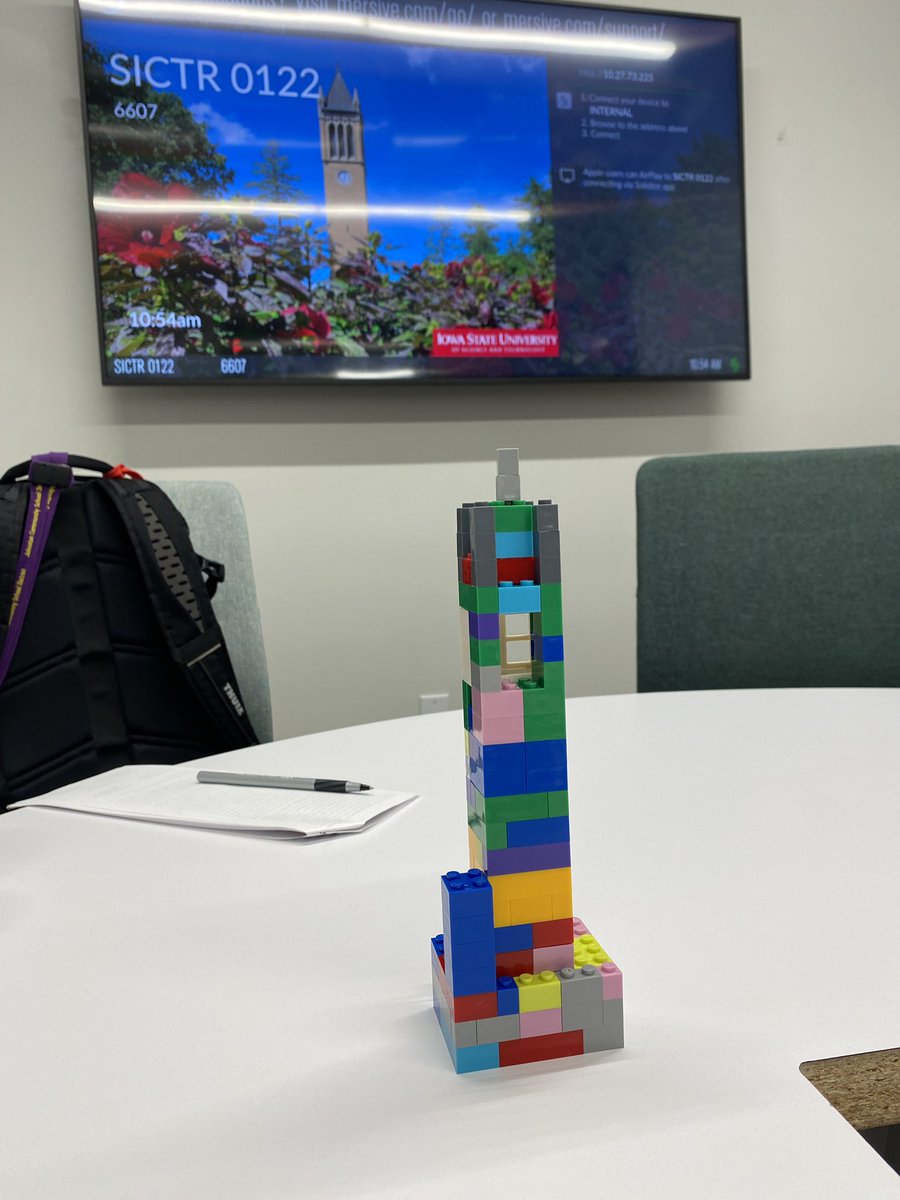 jaredsmartinsen's tweet photo. Built the campanile, secret move: use conference room with TV that has a picture of it https://t.co/TCA0aUEfqP
