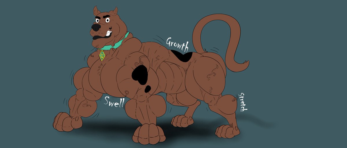 popcoladog's tweet photo. Scooby's growth drive part 2! 
sorry for the delay ^^;

let's double the bet ^^~:

Rules: Retweet : +2kg muscle 
Like : +inch dick 
Comment : +2l cum stored in balls

#furry #furryferal #feral #feralnsfw #nsfw https://t.co/aS92PK4tBR