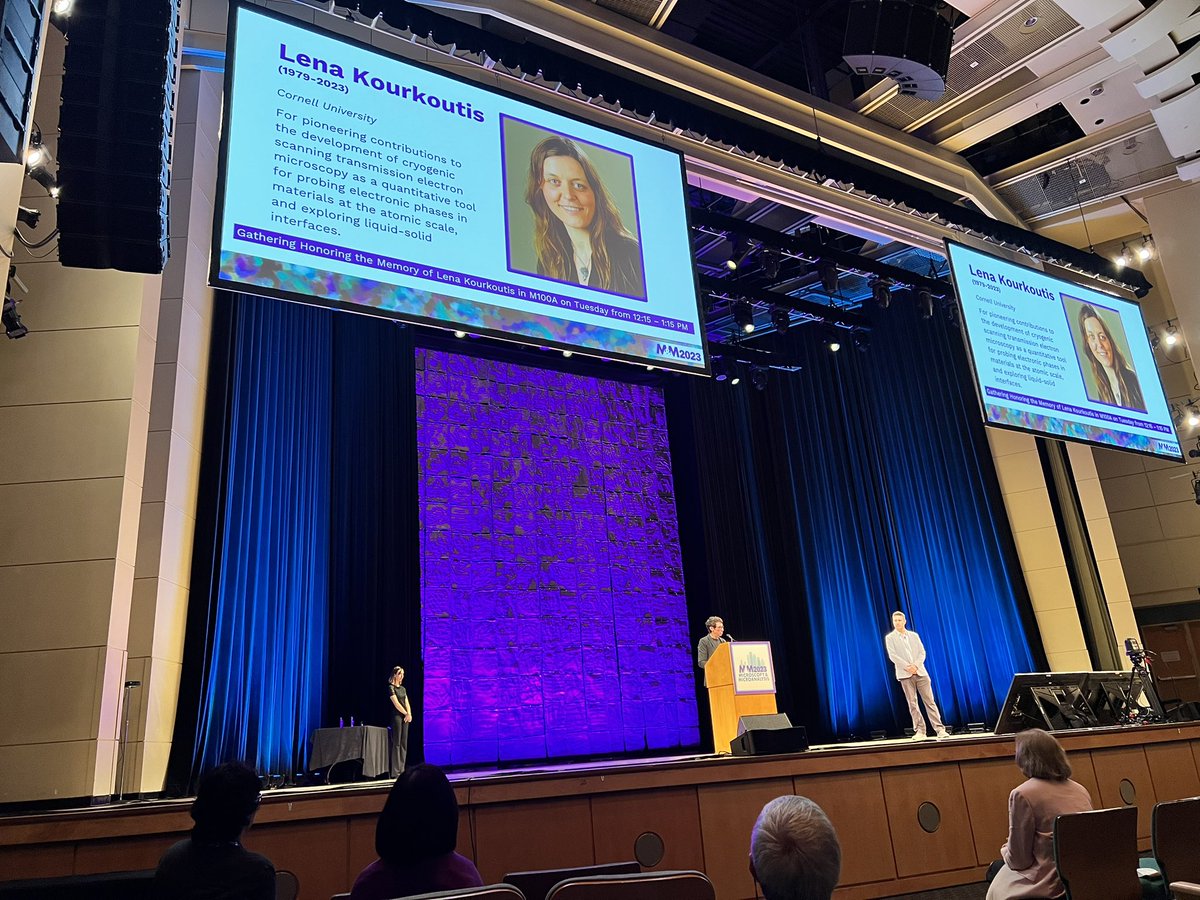David_A_Muller's tweet photo. Lena’s award as a fellow of the microscopy society of America. There will be a memorial gathering tomorrow at 12:15 at M&amp;M https://t.co/mBmrJ2NPHf