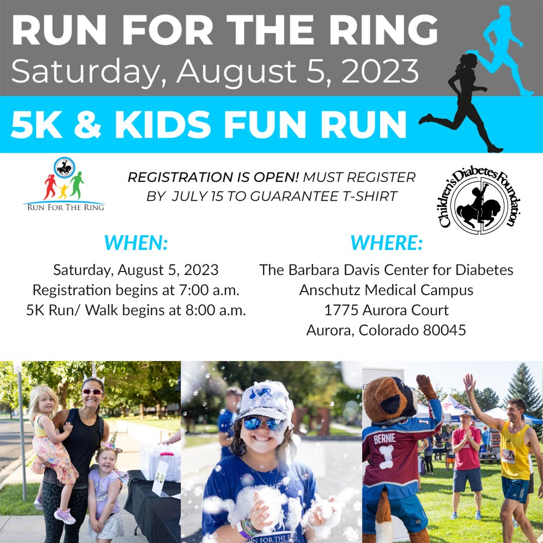 CompassInsGroup's tweet image. The 9th Annual Run for the Ring 5K Run/Walk and Kid's Fun Run will bring together Barbara Davis Center for Diabetes patients, loyal supporters and running enthusiasts to run for the brass ring – the cure. Register today! 🏃‍♂️

@CDFdiabetes bit.ly/3CryZhJ