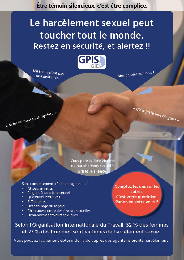 Le #GPIS-#GIE s’engage contre toute forme de #discrimination et de #harcèlement en particulier contre le #harcèlementsexuel !
#mobilisation #servicepublic #mobilisation #missiondeservicepublic #paris #information #securite #prevention #valeurs #engagement #ethique #progrès