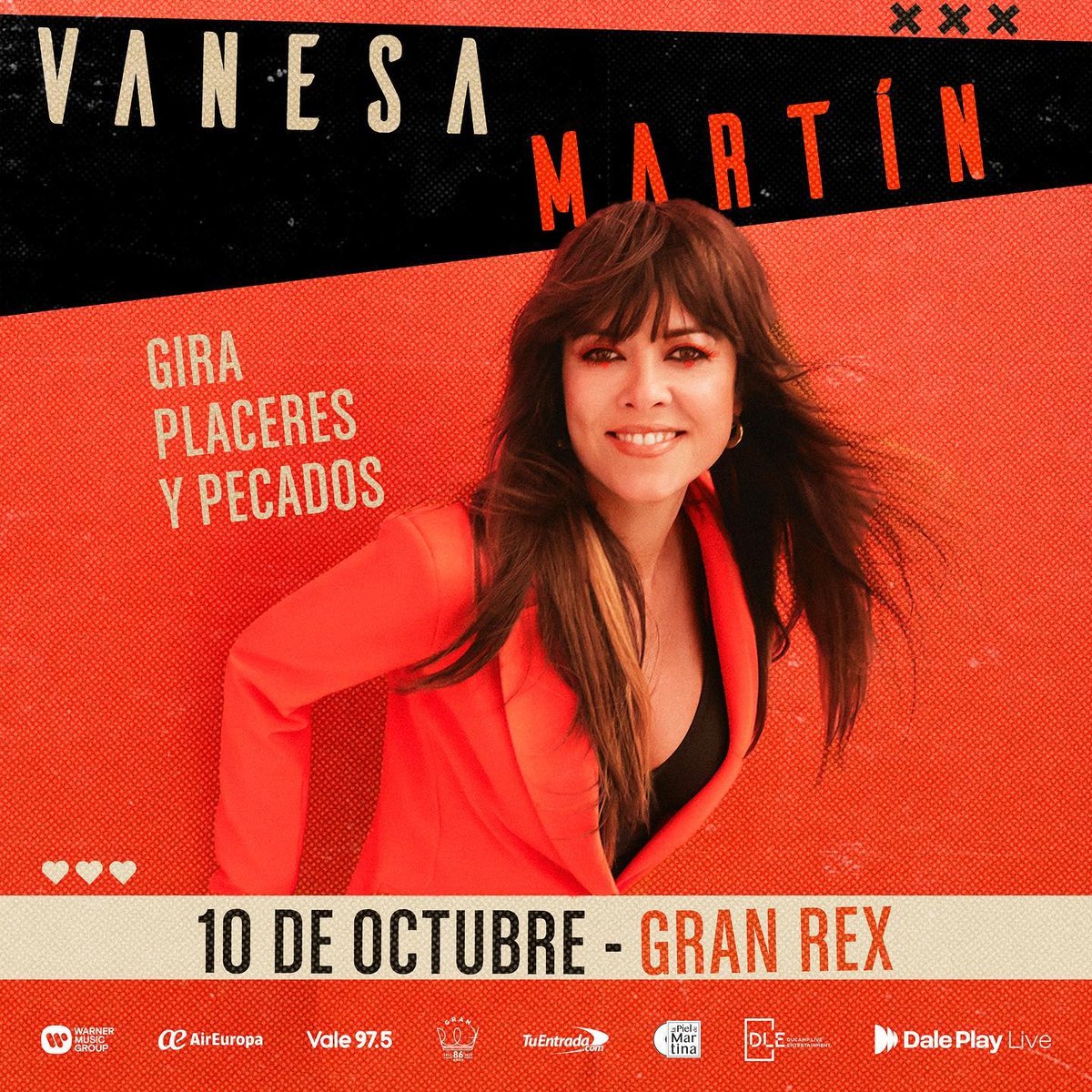 Vale975's tweet photo. @vanesamartin_ vuelve a Argentina con su gira #PlaceresYPecados en el teatro #GranRex y vos no te podés perder estar ahí.
🗓 10 de Octubre
📍Teatro Gran Rex
🎟 https://t.co/VOSKrt7Mta
Quédate prendido al aire de #Vale975 que tenemos entradas exclusivas para vos. https://t.co/9pjNpKykyU