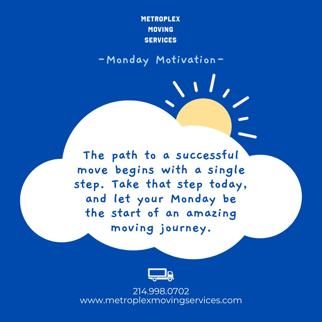 MetroplexMoving's tweet photo. The path to a successful move begins with a single step. Take that step today, and let your Monday be the start of an amazing moving journey.

#mondaymotivation #monday #mondaymorning #movers #moving #movingservices #metroplexmovingservices #metroplex #dallas #plano #flowermound https://t.co/6H65GWkFZp