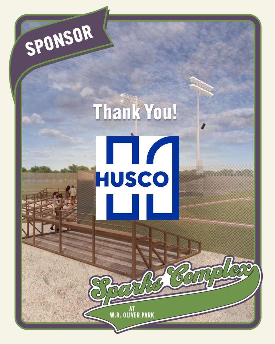 sparkscomplex's tweet photo. Thank you to @HuscoIntl for supporting Sparks Complex! 

If you are interested in becoming a sponsor or donating, please visit the link here: https://t.co/N7Jlo6Vgy4

#sparkscomplex #jacksonsparks #waukeshastrong #waukesha #donate #thankyou #sponsor #baseballlove #baseball https://t.co/3LcrUD3hYg