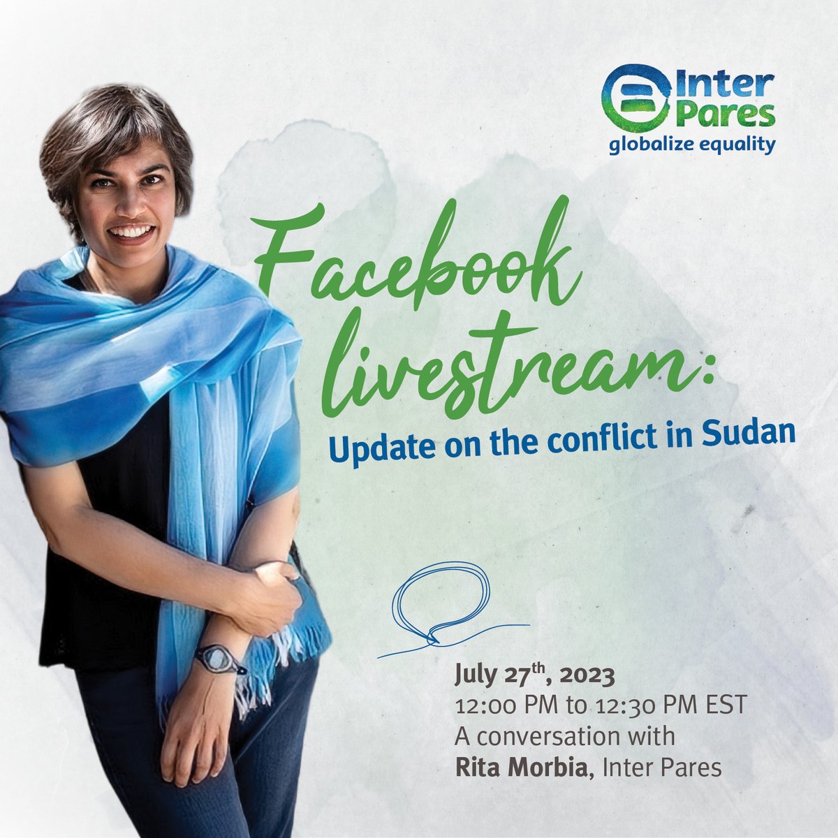 Join Rita live this Thursday, July 27, on Facebook at noon to hear more about the conflict undergoing in Sudan and how our counterparts are responding to this crisis. 
 #Sudan #WomensRights #GenderJustice https://t.co/Ip3hXTYMq3