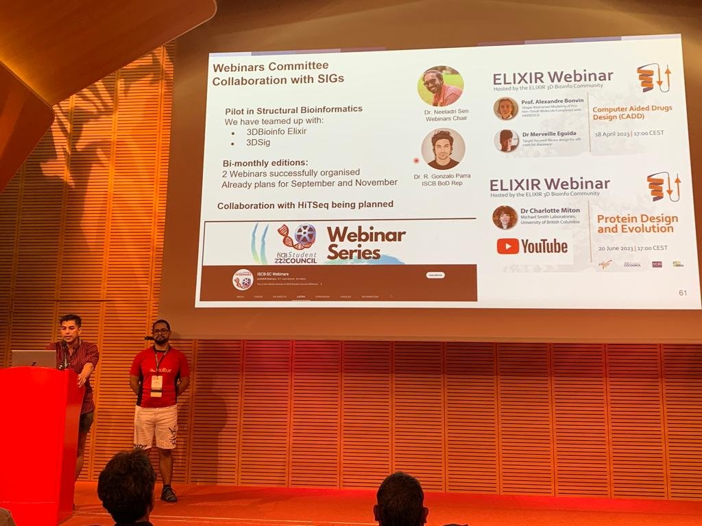 iscbsc's tweet photo. Our Board of Directors representative @GonzaParra_ and our Chair @GabosLab presenting our annual report of activities at #ISMBECCB2023 @iscb!! Congratulations to the amazing team of volunteers around the world that make these achievements possible! https://t.co/Z3DIiXWI50