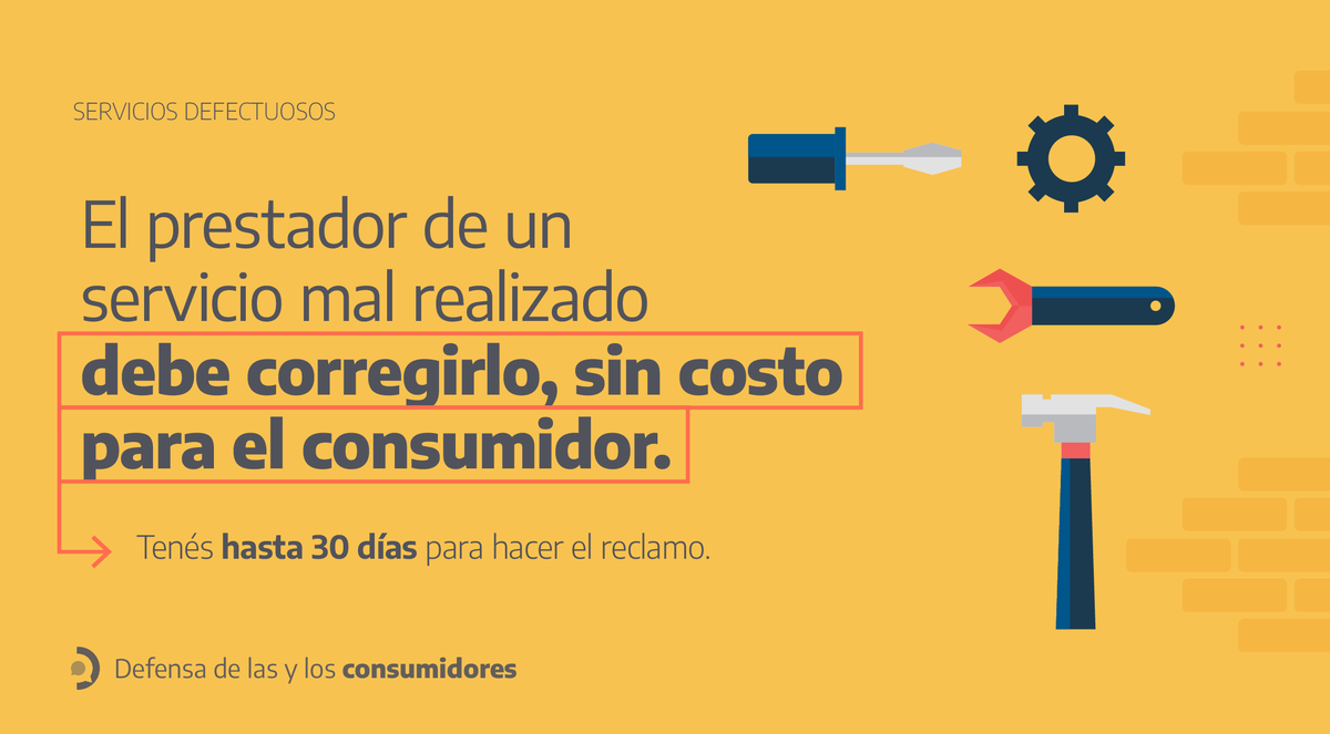 DNDConsumidor's tweet photo. 📝Antes de contratar un servicio, podés exigir un presupuesto por escrito.

🗓️Si dentro de los 30 días de realizado el trabajo notás defectos, el prestador debe corregirlos, sin costo adicional. 
 
❌Ante incumplimientos, podés reclamar acá: https://t.co/RyhbcqiA2N https://t.co/9lMCbZjkmf
