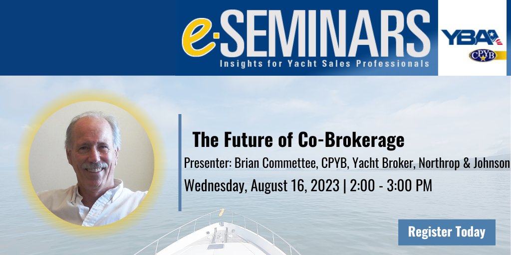 Webinar Alert 🚨 Brian Commette will lead a seminar on the future of co-brokerage, a tool yacht brokers use to sell each other's listings by joining forces. Register: bit.ly/3DpK9Uo #yachtbroker