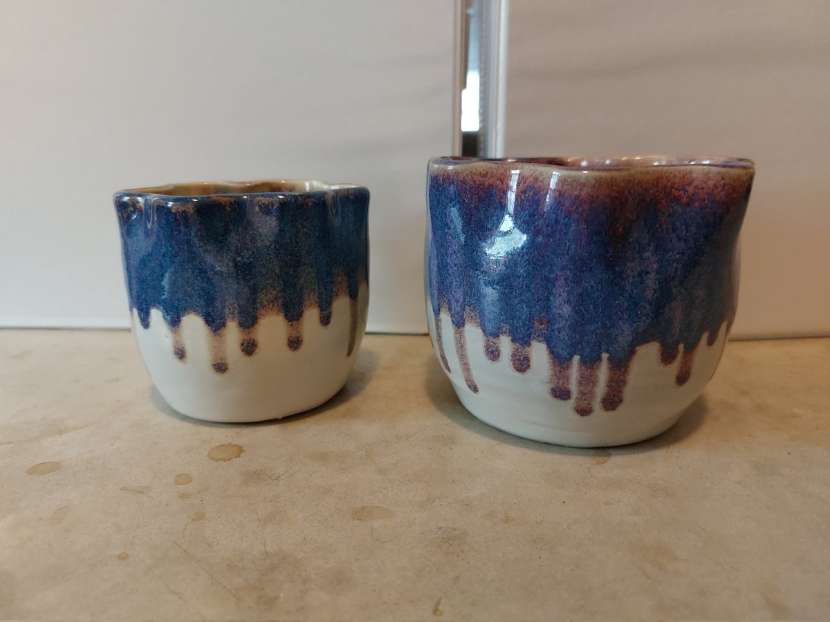 fireweedpottery's tweet photo. I love these splatter &amp; drip glazing techniques 😇🩵💙 https://t.co/9kHOnOrDiD