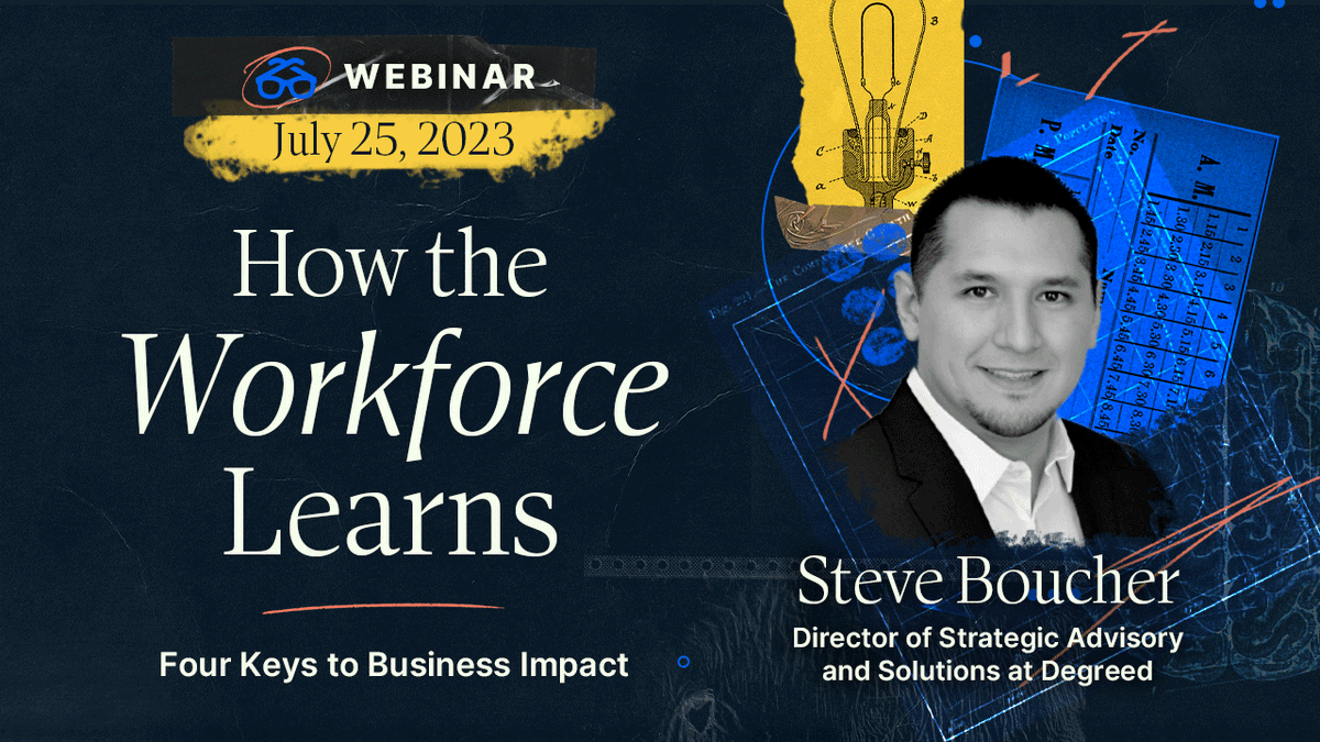 degreed's tweet photo. What good is knowing how the workforce learns if you can’t apply it? Join us tomorrow for a deep dive into our 2023 How the Workforce Learns findings and — most importantly — how you can act on them to boost business outcomes: https://t.co/Cr1ia5N89K https://t.co/VeWdNyFGhb