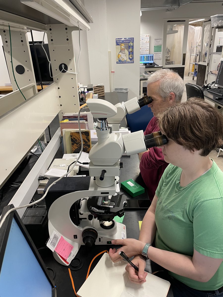 CSDFacility's tweet photo. Researcher Meagan Aliff from @UMDNRRI1 is examining smear slides from cores collected in 2014 in the Saint Louis River estuary to find mineral grains like this detrital carbonate that will help identify the source of the sediment. https://t.co/MO63ren3OH