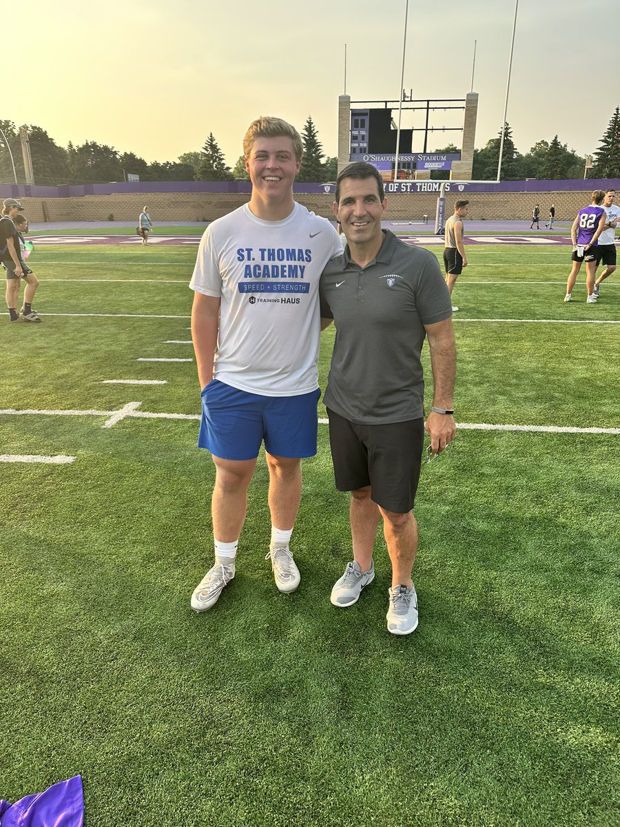 After a great call with @kuchinski8, I am very blessed to have received my first D1 offer from the University of St. Thomas! <a href="/UST_Football/">St. Thomas Football</a> <a href="/Coach_Caruso/">Coach Glenn Caruso</a> <a href="/OLine_TEK/">Jeff Duvendeck</a> <a href="/traviswalch/">Travis Walch</a>