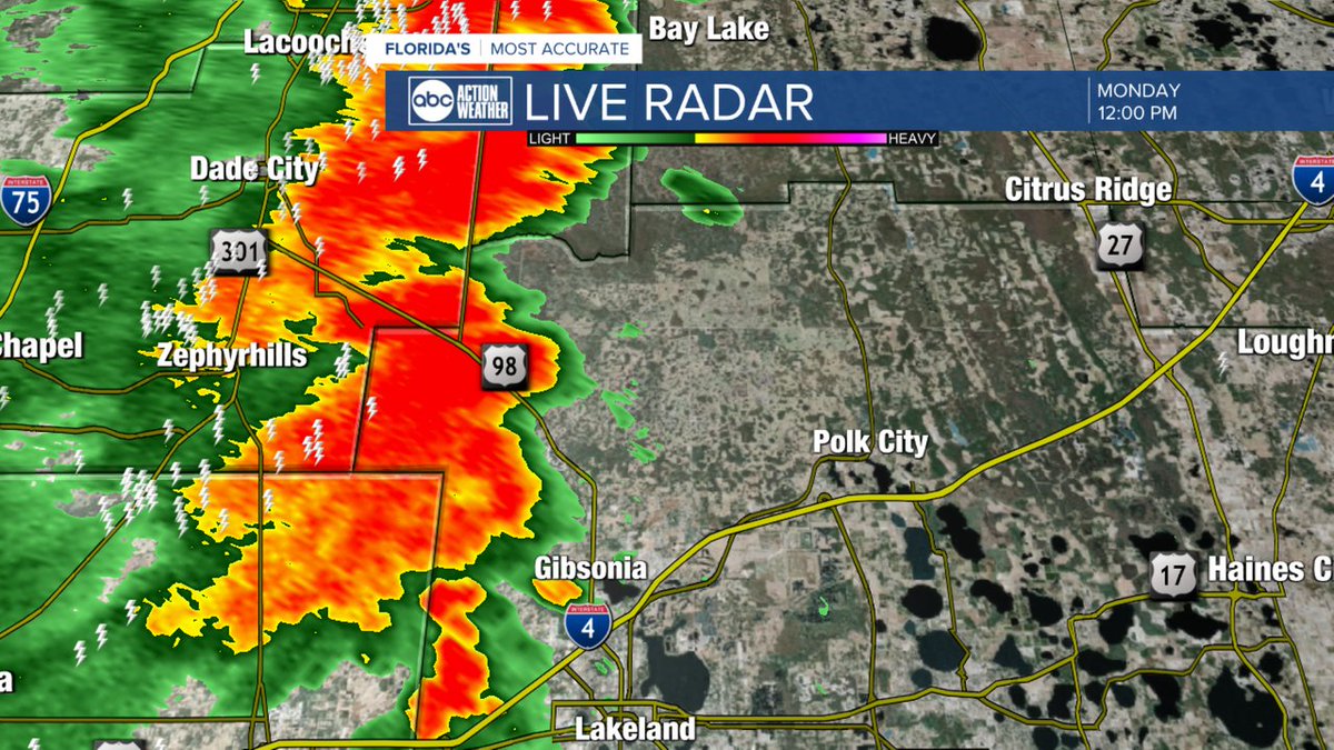 A Severe Thunderstorm Warning has been issued for parts of Tampa Bay until Jul 24 12:45PM. Download the ABC Action News App for the latest weather information.