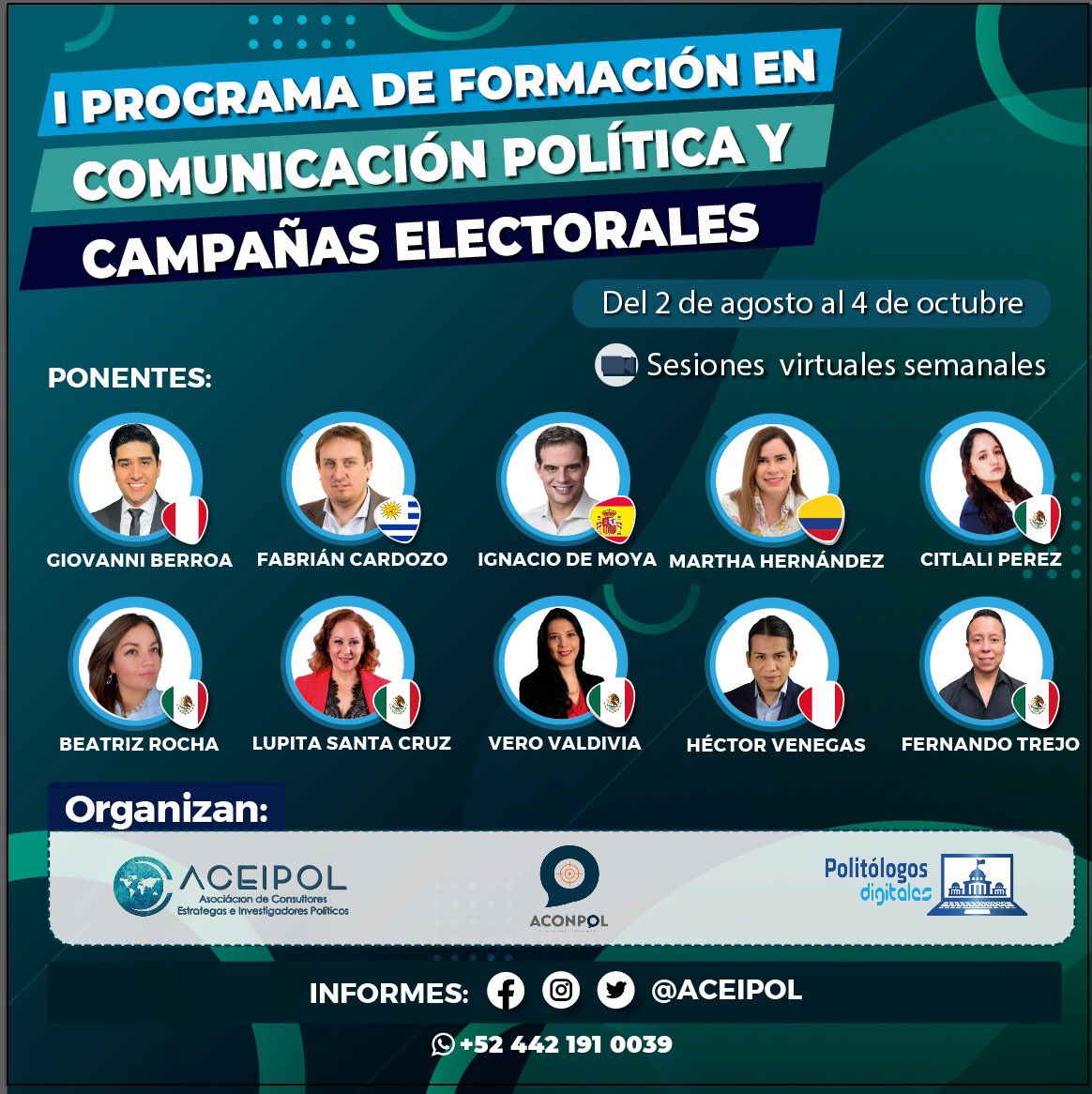 AconpolQRO's tweet photo. ¡Destaca en el mundo de la política! 🎓🗳️ 

Únete a nuestro programa de formación en Comunicación Política y Campañas Electorales. 

🎯 Regístrate ahora y potencia tus conocimientos en #Compol: https://t.co/0otKg5U9UJ https://t.co/Bo24JVtjNW