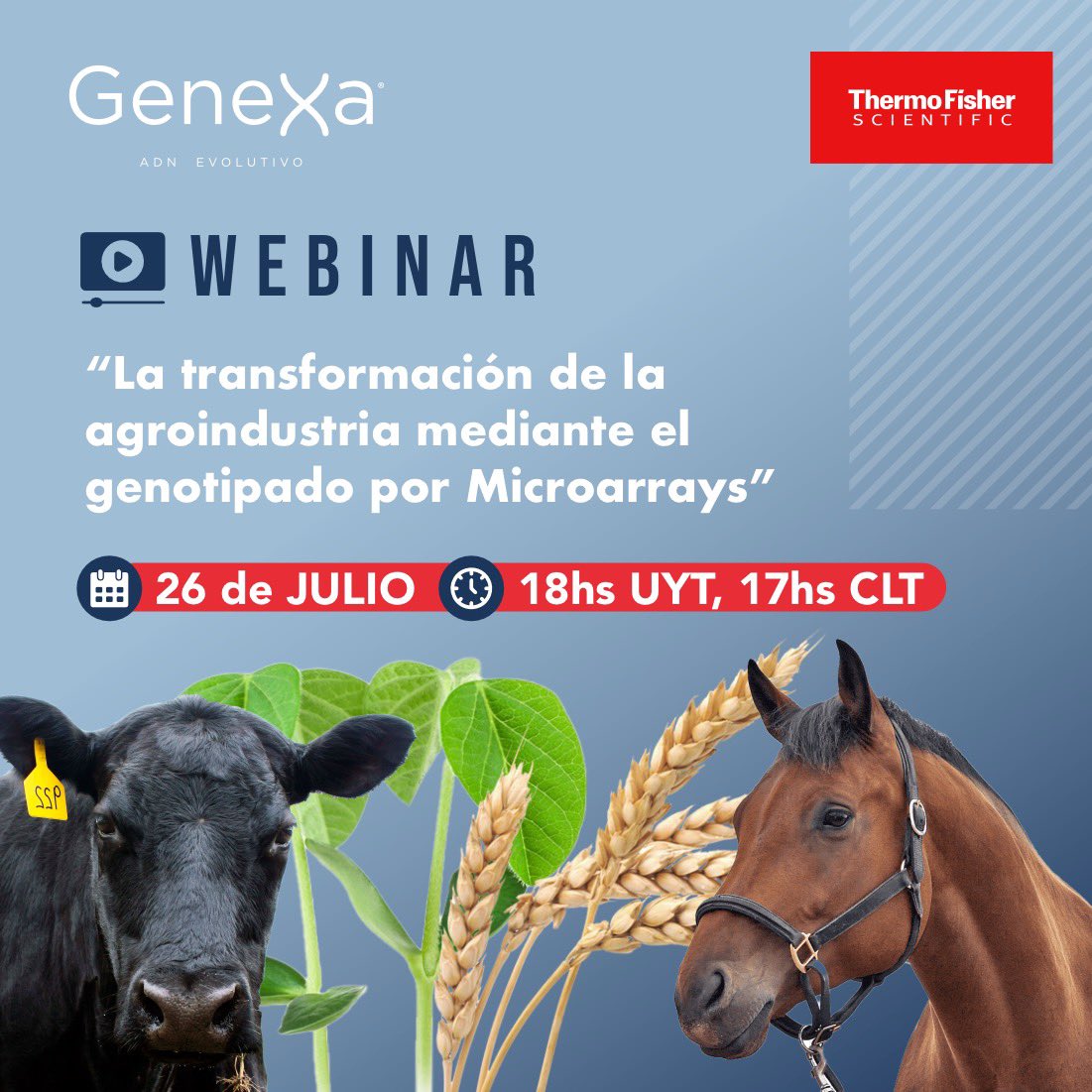 GenexaUruguay's tweet image. ⏯️ 𝗪𝗘𝗕𝗜𝗡𝗔𝗥 𝗚𝗘𝗡𝗘𝗫𝗔
Expertos de Genexa y Thermo Fisher Scientific compartirán conocimientos sobre el uso de #microarrays en la industria agropecuaria y de alimentos.
🗓️ 26 DE JULIO
🕜 𝟏𝟖𝐡𝐬 𝐔𝐘𝐓, 𝟏𝟕𝐡𝐬 𝐂𝐋𝐓
🔗 Inscripciones: register.gotowebinar.com/register/11413…