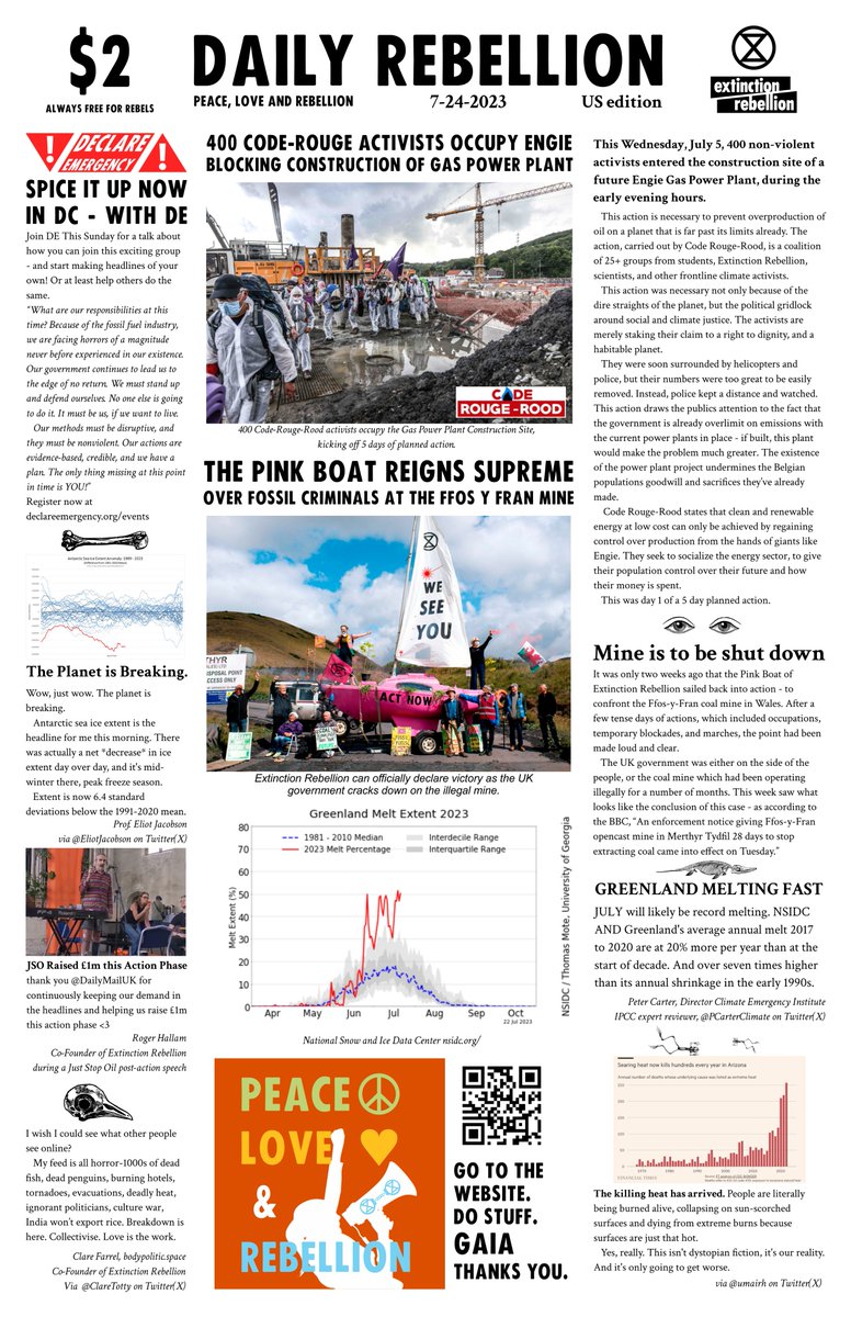 Belgian climate activist collective, Code-Rouge,  occupies Engie and more in this issue of #DailyRebellion 🧵1/10 xrpathways.org/400_code_rouge… #PinkBoat #Coal #GasPower #DeclareEmergency #ClimateEmergency #Arizona #Greenland
