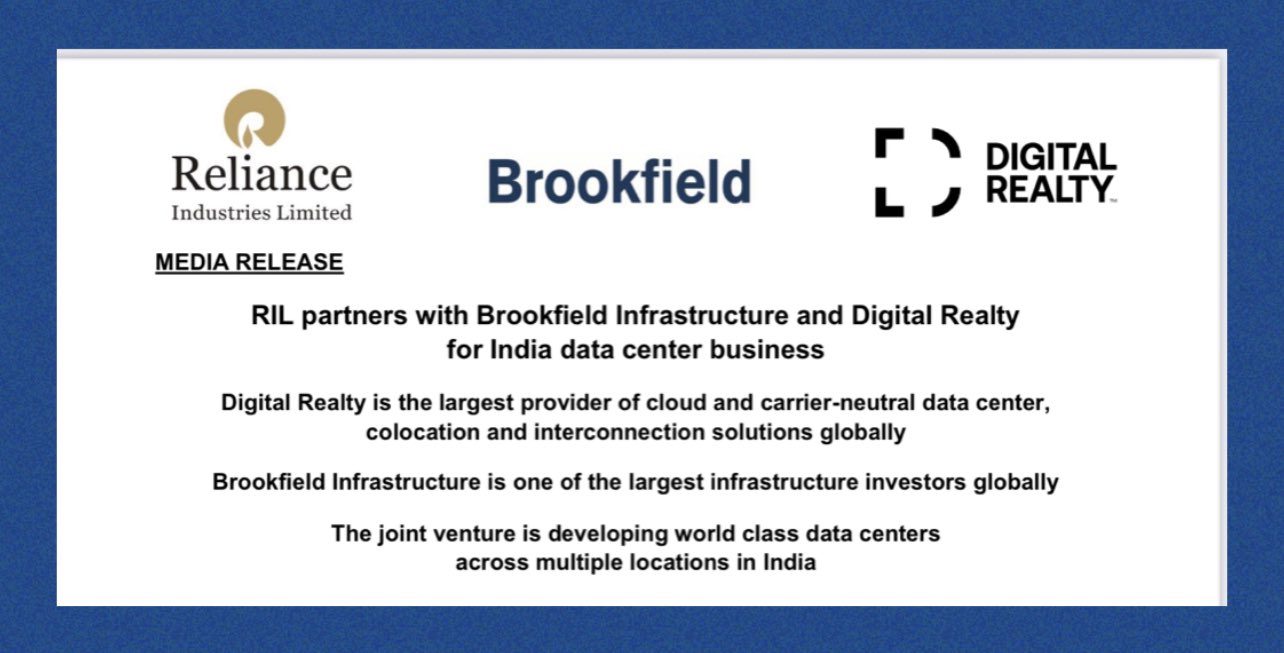 Rohit Bansal 🇮🇳 on Twitter "Reliance partners with Brookfield
