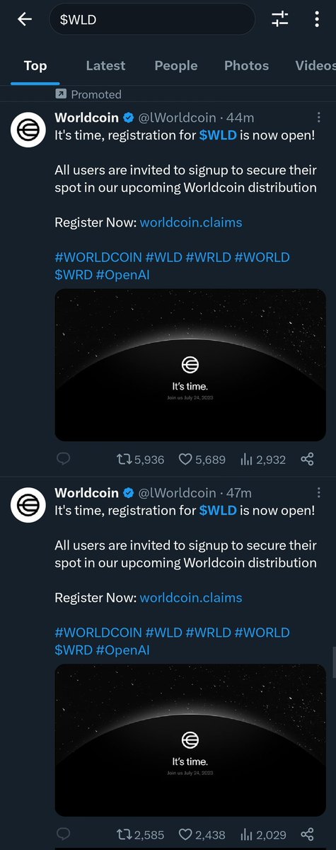 badam1666's tweet photo. Welcome to X, a place where you get filled with scam verified accounts when you search for information on #Worldcoin and $WLD. 

Imagine this platform being used for transactions, Elon must be stopped. https://t.co/EzqbFOwlNl