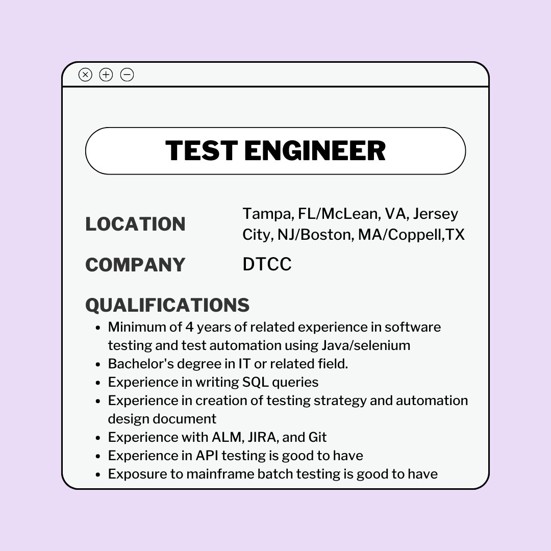 Join_Tribaja's tweet photo. @RocketReachCo @doximity @The_DTCC is hiring for a cloud security associate director, lead test engineer, test engineer, and lead software engineer. https://t.co/sDV9fF0GRS