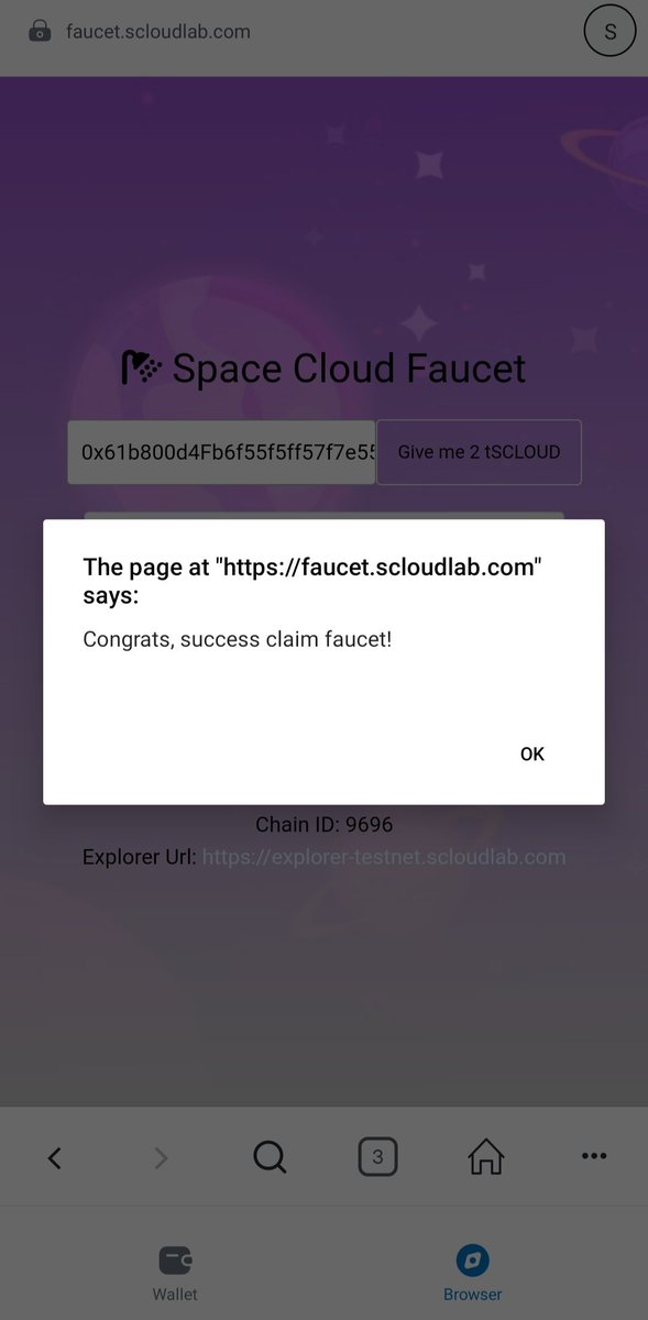 space_cloudlab's tweet photo. SpaceCloud Testnet has been released:

Name: Space Cloud Testnet
RPC Url: https://t.co/5bmyy6tDUt
Symbol: SCLOUD
Chain ID: 9696
Explorer Url: https://t.co/TzVGjGhYiC

Faucet: https://t.co/AqokALTky9 https://t.co/RY5OqPL4m0