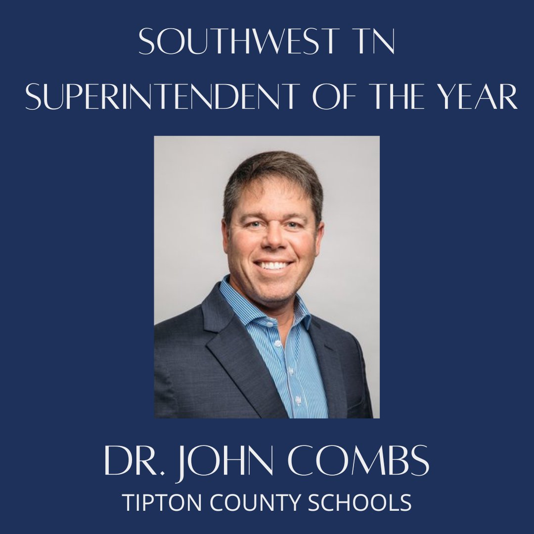 tosstn1975's tweet photo. SOY Highlight: Dr. John Combs began his professional career in the Tipton County School system 30 years ago as a high school English teacher. He's currently serving in his 6th year as Superintendent of Schools for Tipton County. Dr. Combs and his wife, Karla, have two children. https://t.co/6EmvhYvRKf