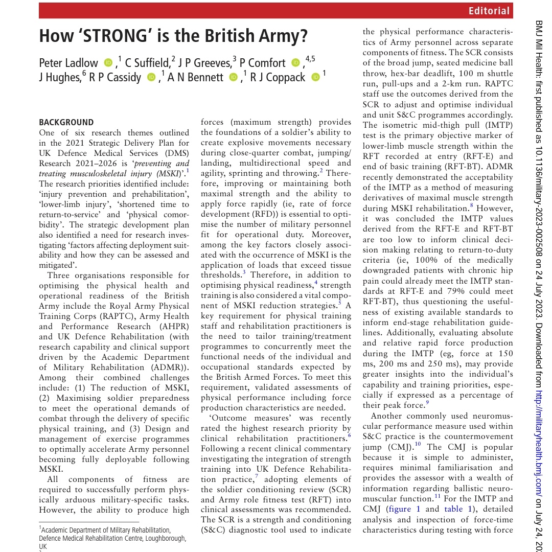Dr Pete Ladlow (@ladlowpete) on Twitter photo An exciting collaboration within UK Defence & across academia & industry.
<a href="/colinsuffield77/">colin Suffield</a>
<a href="/JulieGreeves/">Julie Greeves OBE - 🏴</a> <a href="/PaulComfort1975/">Professor Paul Comfort</a>
<a href="/HawkinDynamics/">Hawkin Dynamics</a>
Will be of interest to:
@ArmyMedServices
<a href="/RAPTC_Official/">Royal Army Physical Training Corps</a>
<a href="/DMS_MilMed/">Defence Medical Services</a> <a href="/DMS_DefRehab/">Defence Rehabilitation</a>
2/2 An exciting collaboration within UK Defence & across academia & industry.
<a href="/colinsuffield77/">colin Suffield</a>
<a href="/JulieGreeves/">Julie Greeves OBE - 🏴</a> <a href="/PaulComfort1975/">Professor Paul Comfort</a>
<a href="/HawkinDynamics/">Hawkin Dynamics</a>
Will be of interest to:
@ArmyMedServices
<a href="/RAPTC_Official/">Royal Army Physical Training Corps</a>
<a href="/DMS_MilMed/">Defence Medical Services</a> <a href="/DMS_DefRehab/">Defence Rehabilitation</a>
2/2