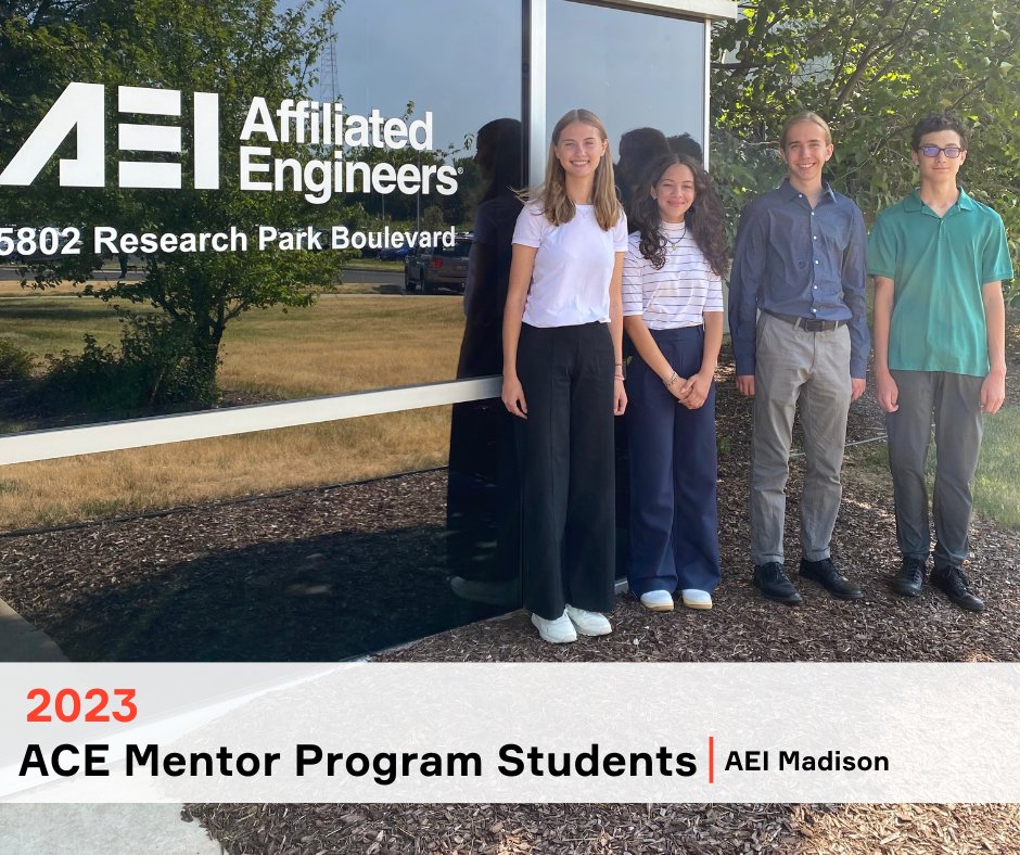 The #AEIMadison office will have four Madison Memorial High School students joining them for the next four weeks in collaboration with <a href="/ACEMentor/">ACE Mentor Program of America</a>. The students will explore the #AEC industry and gain firsthand experience in AEI’s diverse projects and disciplines! #ACEMentor