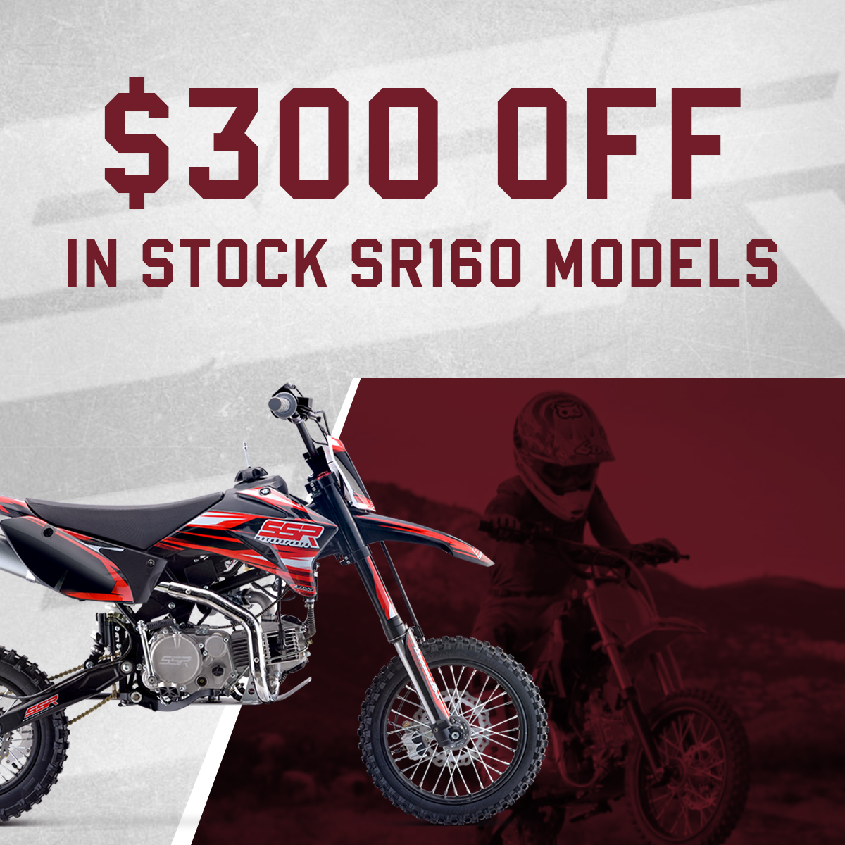 IndianDSM's tweet photo. Dirt + two wheels = the best way to spend the summer. Pick up your new SSR Motorsports SR160 pit bike at Indian Motorcycle Des Moines this month, and we'll knock an extra $300 off list price! They're fully-loaded to take on even the toughest trails. https://t.co/FxA87EuAF5
