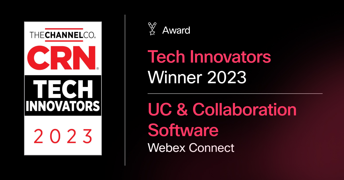 webex_cpaas's tweet image. 🏆 Webex Connect takes home the top spot in the UC and Collaboration Software category for the 2023 Tech Innovator Awards! 

Thank you @CRN for recognizing our CPaaS solution as &quot;truly innovative&quot;.

cs.co/6016Pplpr

 #WebexConnect #CRNInnovators @Webex @Cisco