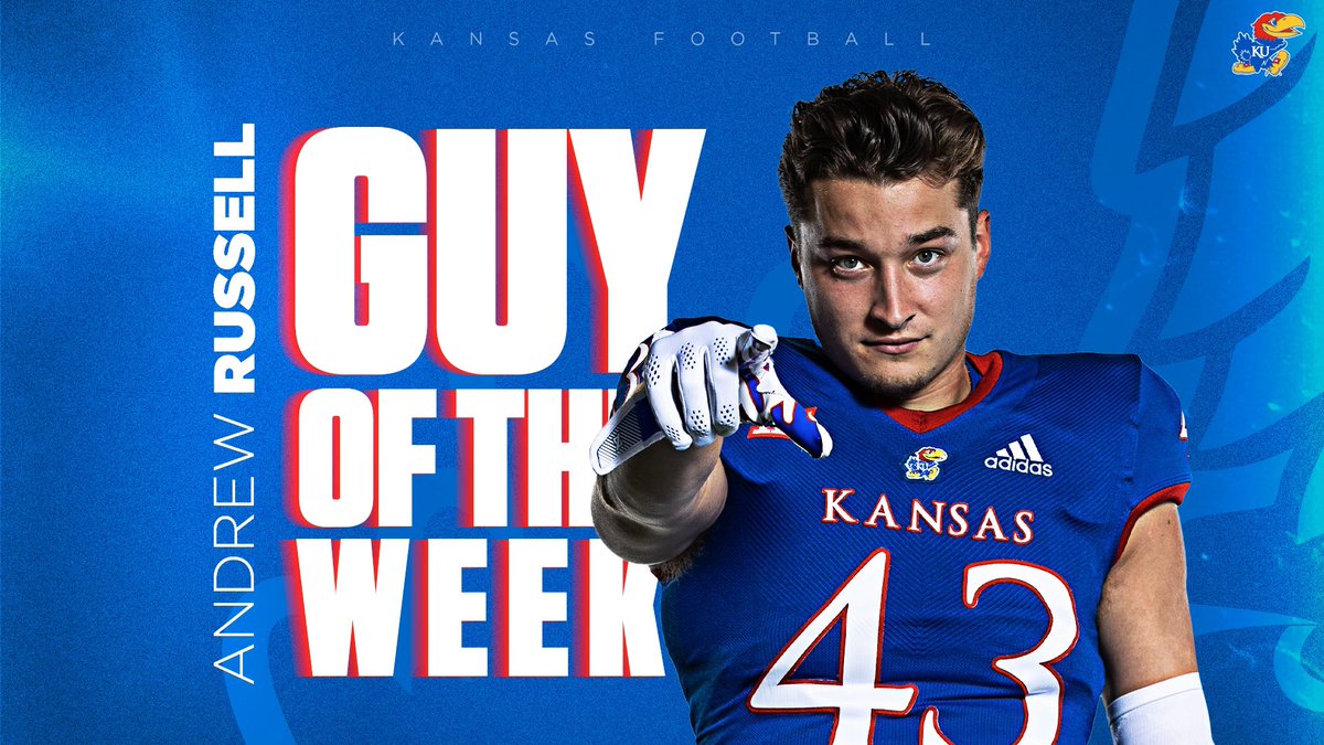 KU_Football's tweet photo. A well-earned Guy of the Week for @andrew_russ09 😤 https://t.co/1AVtJOXZes