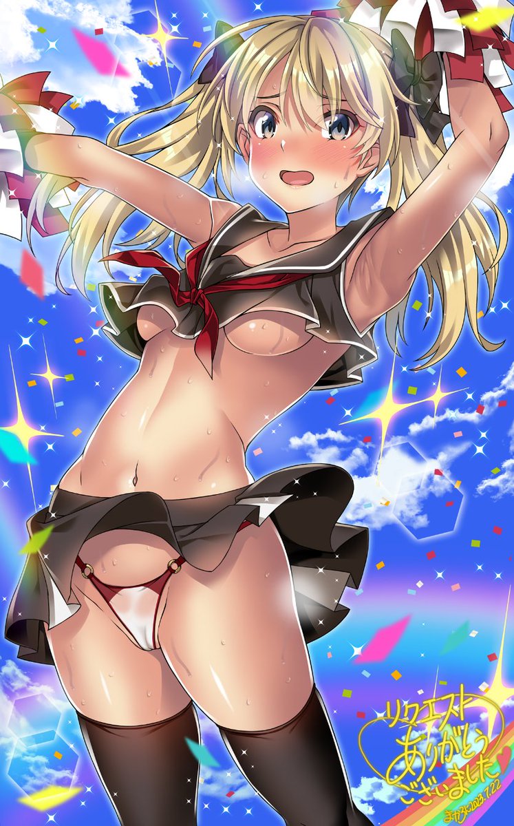 Skebにてご依頼主さまのTRPGでの金髪っ娘ちゃんチアコス描かせて頂きました☺️ リクエスト誠にありがとうございました! 