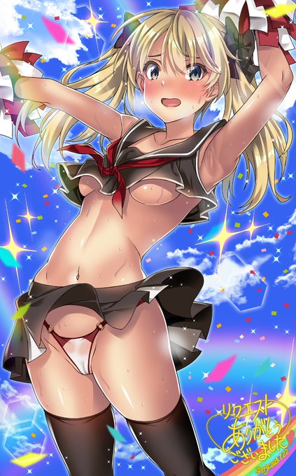 Skebにてご依頼主さまのTRPGでの金髪っ娘ちゃんチアコス描かせて頂きました☺️ リクエスト誠にありがとうございました! 