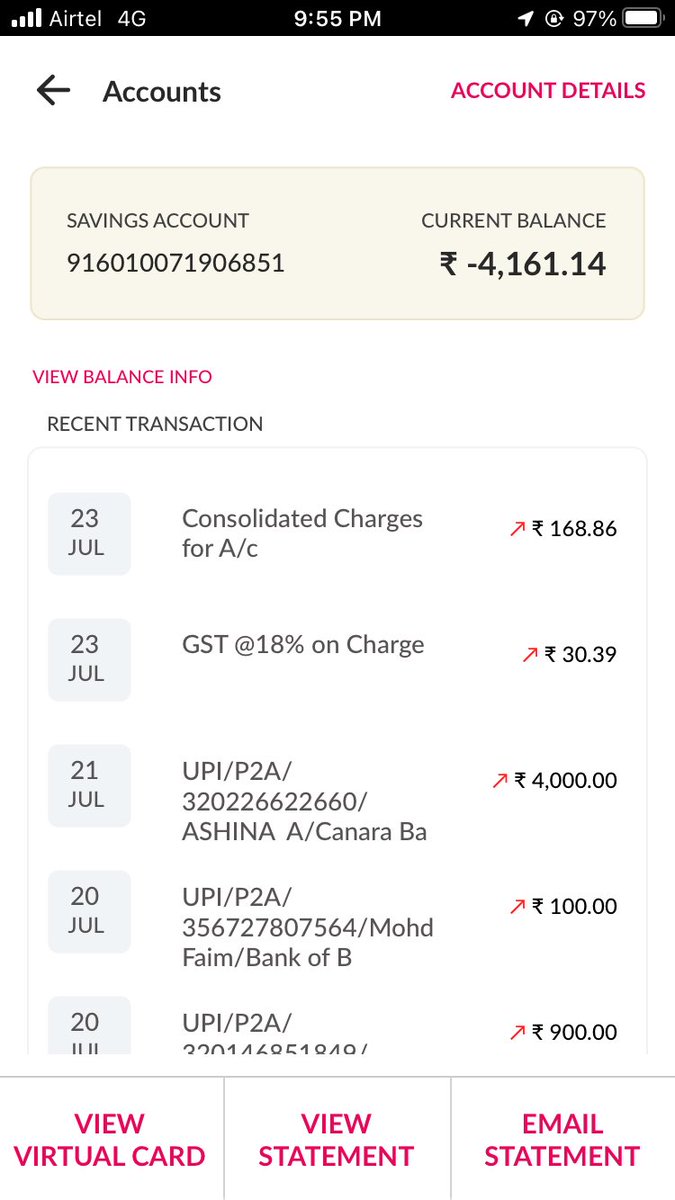 furqank7's tweet photo. Mujh se bth bde galti ho gye hei jo Mein ne @AxisBank Mein apna A/C open karaya is zada kis bank mein itne charges nhi lagte hei jitne is bank mein lagte hei har month mere paise kar rahe hei Aj Mujhe time nhi mile kal jah kar mein apne A/C Close karoga ! https://t.co/JuA6eu26Qw