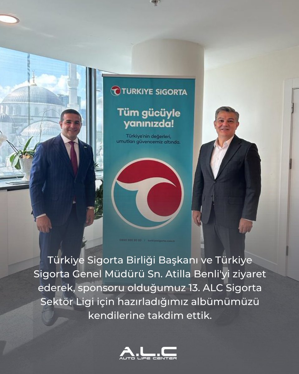 ALC Servis Genel Müdürümüz Mahmut Şevluk, Türkiye Sigorta Birliği Başkanı ve <a href="/Turkiye_Sigorta/">Türkiye Sigorta</a> Genel Müdürü Sn. Atilla Benli'yi ziyaret ederek, sponsoru olduğumuz 13. ALC Sigorta Sektör Ligi için hazırladığımız albümümüzü kendilerine takdim etti.

alcservis.com/wp-content/upl…