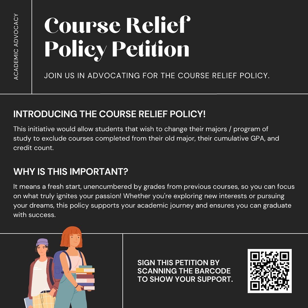 📢 Calling all undergraduate students!

🎓 The SCSU is excited to introduce the Course Relief Policy, a game-changer for those who choose to switch their program or major!

For more information reach out to your VP Academics University Affairs Afsana Miah at academics@scsu.ca!